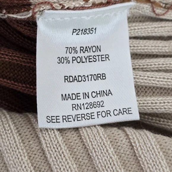 Neutral Tone Striped Ribbed Turtleneck Bodycon Dress Size M - Picture 6 of 11